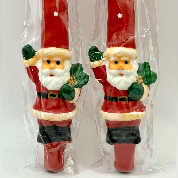 Vintage Christmas Santa Claus 11 Inch Holiday Christmas Taper Candles, 2 pc - Picture 2 of 3